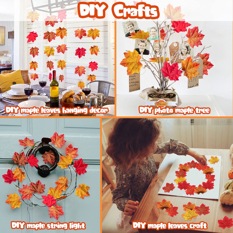 Moon Boat 1100PCS Fall Artificial Maple Leaves Thanksgiving Autumn Leaf Wedding Party Table Decor,Multicolored - Image 3